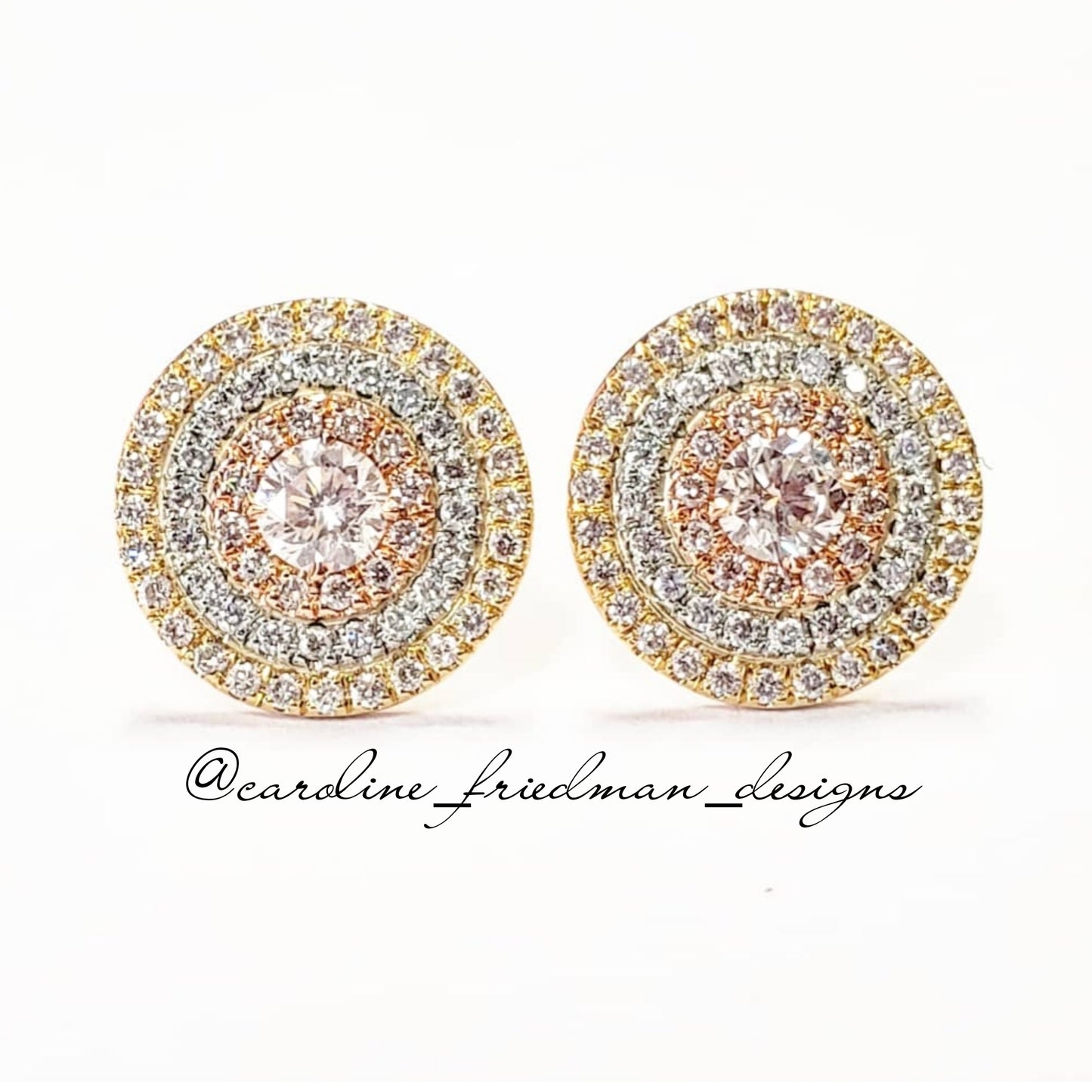 3 Tone Diamond Studs