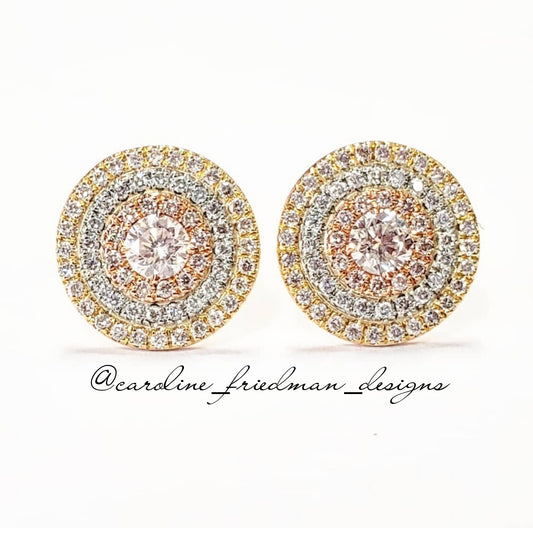 3 Tone Diamond Studs